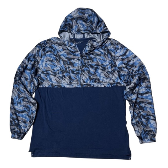 Under Armour Mens Sportstyle Anorak Blue Camo 1/2 Zip Windbreaker Jacket Hoodie - Picture 4 of 7